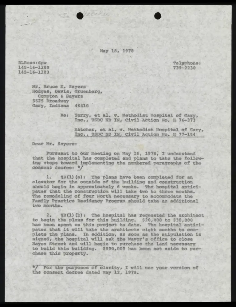 Correspondence from Ross to Sayers Re: Consent Decree Paragraphs preview
