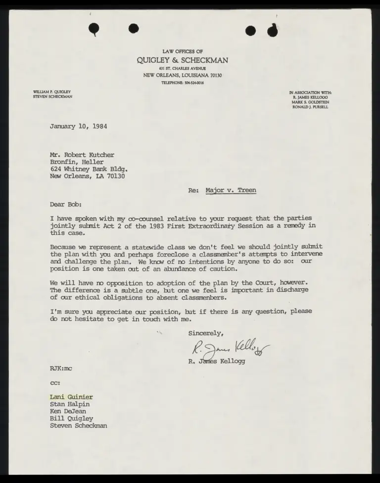 Correspondence from Kellogg to Kutcher preview