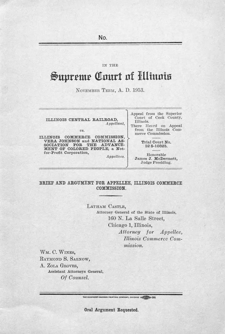 Illinois Central Railroad v. Illinois Commerce Commission Brief and Argument for Appellee preview