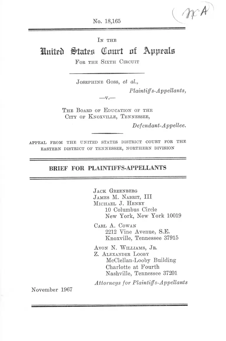 Goss v. Knoxville, TN Board of Education Brief for Plaintiffs-Appellants preview