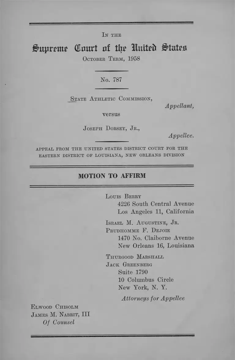 State Athletic Commission v. Joseph Dorsey, Jr. Motion to Affirm preview
