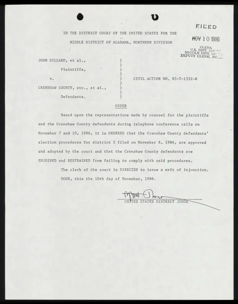 Order Approving Crenshaw County Election Procedures preview