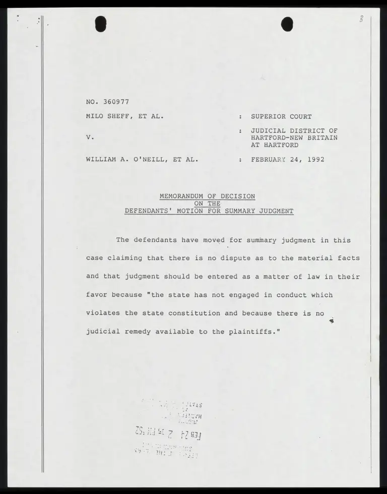 Memorandum of Decision on the Defendants' Motion for Summary Judgment preview