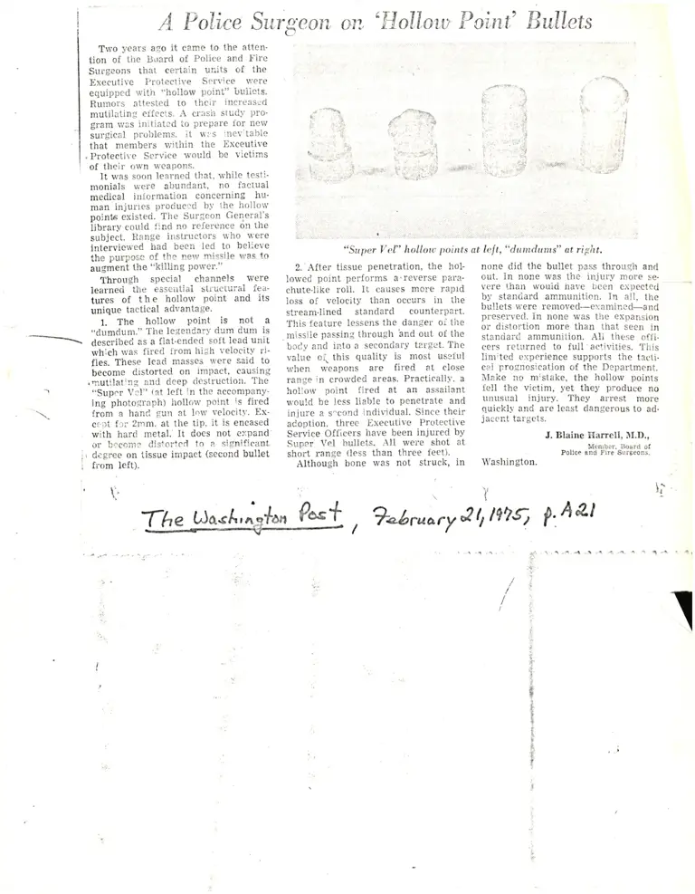 A Police Surgeon on Hollow Point Bullets (The Washington Post) preview