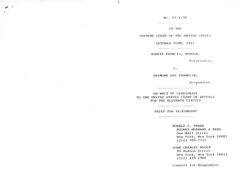 Warden v. Franklin Brief for Respondent preview