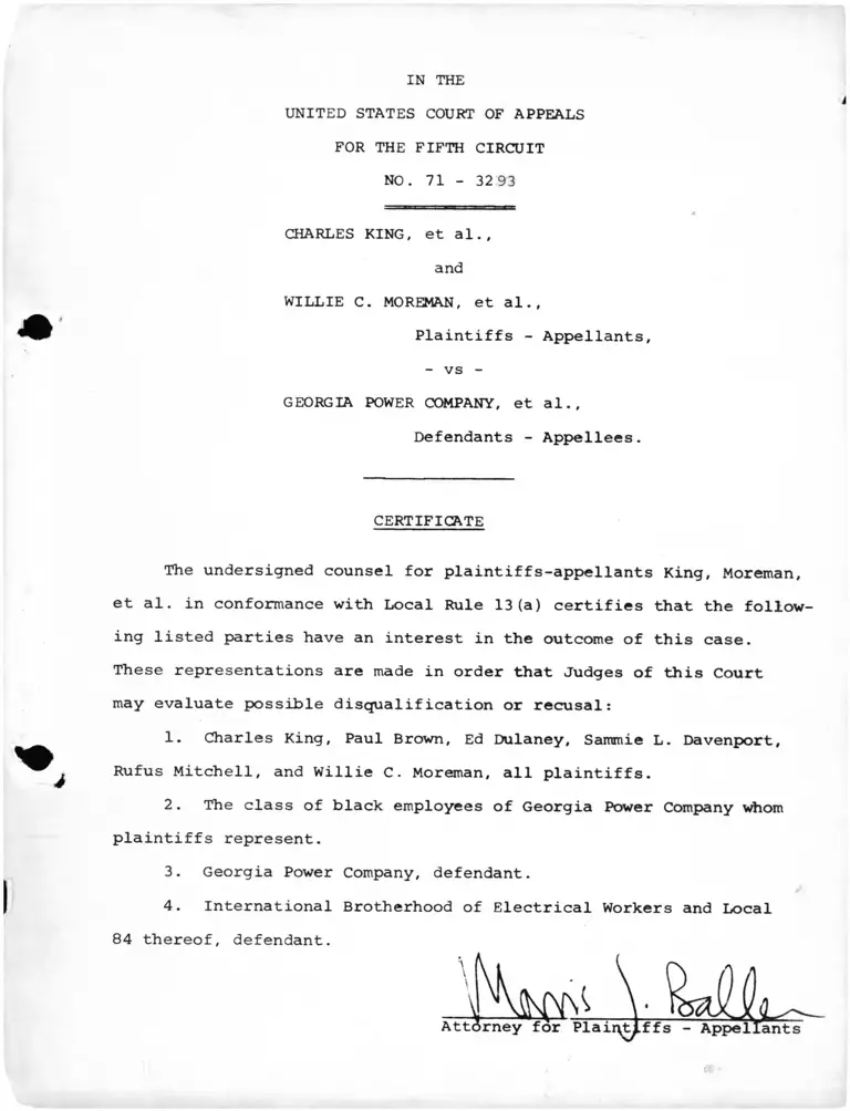 King v. Georgia Power Company Brief for Plaintiffs-Appellants preview