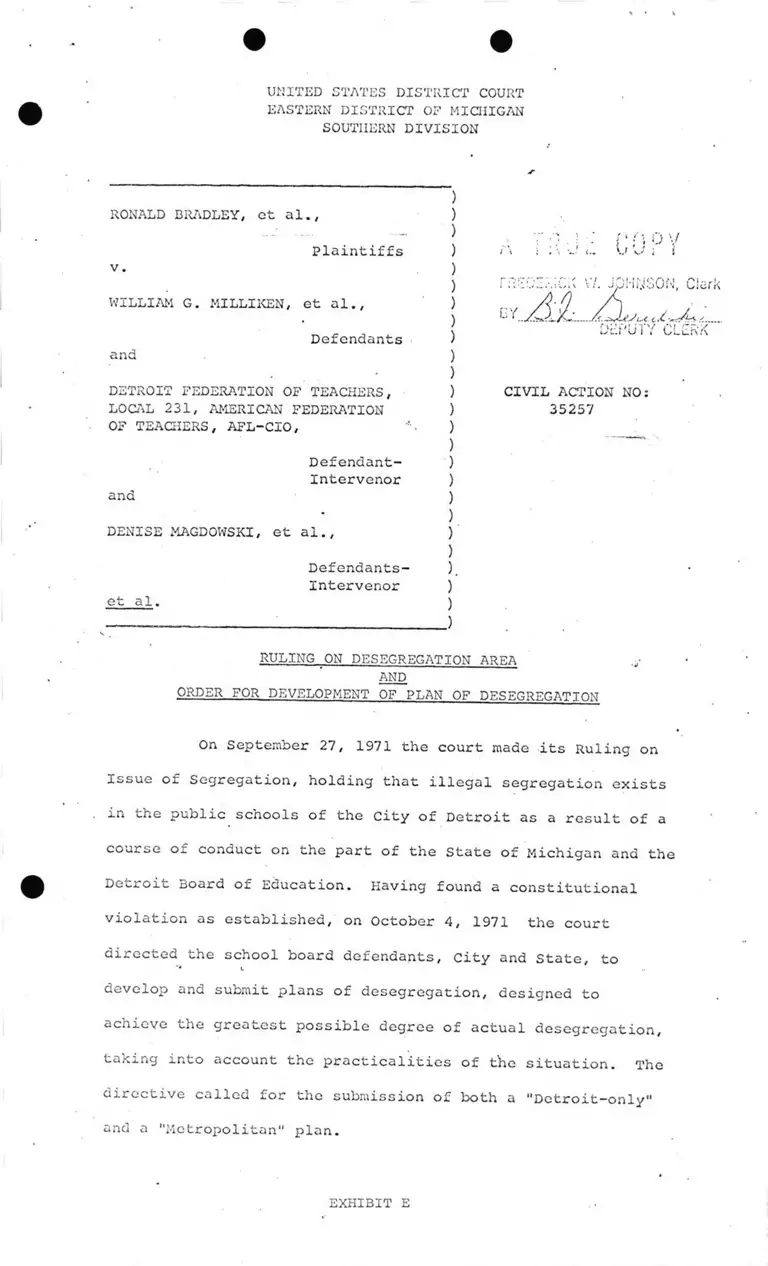 Ruling on Desegregation Area and Order for Development of Plan of Desegregation preview
