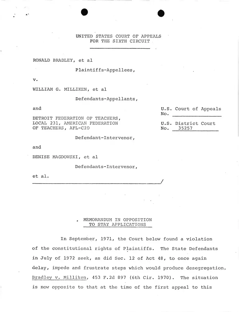 Memorandum in Opposition to Stay Applications preview