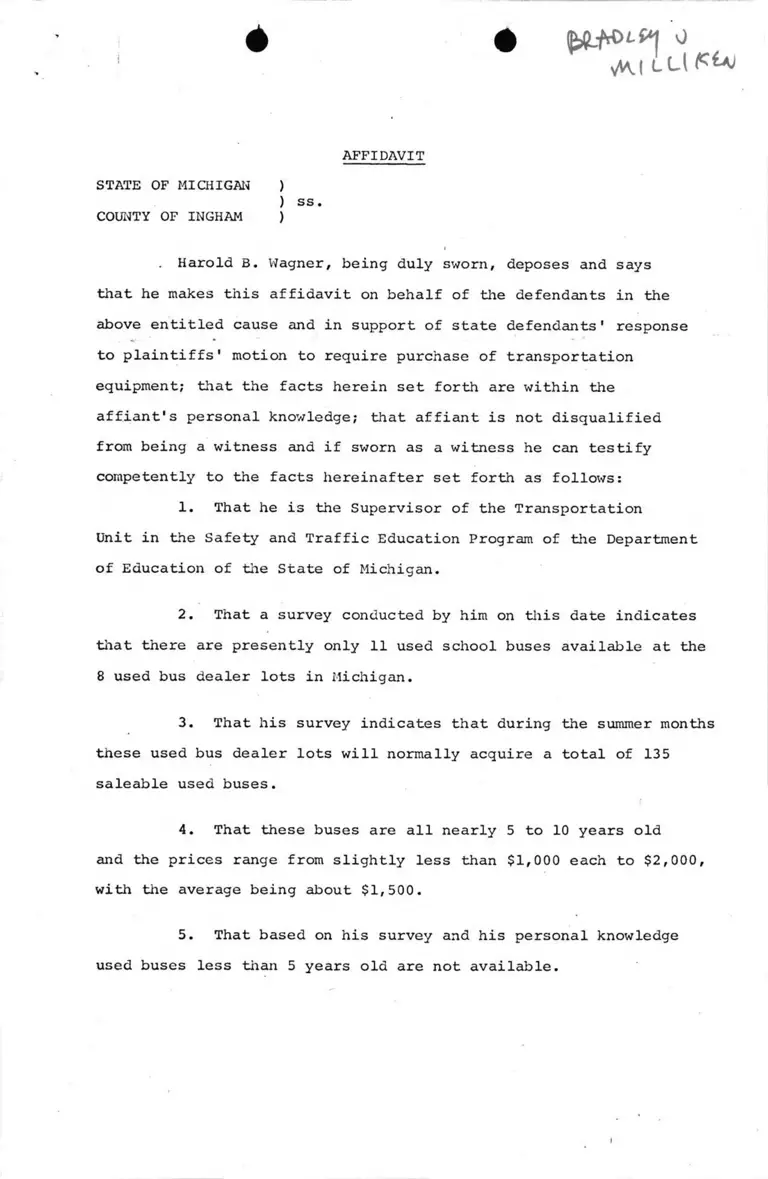 Affidavit of Harold B. Wagner preview