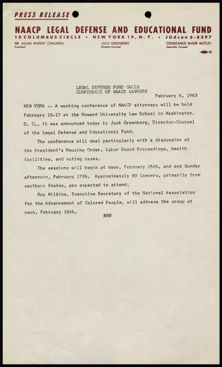 Legal Defense Fund Calls Conference of NAACP Lawyers preview