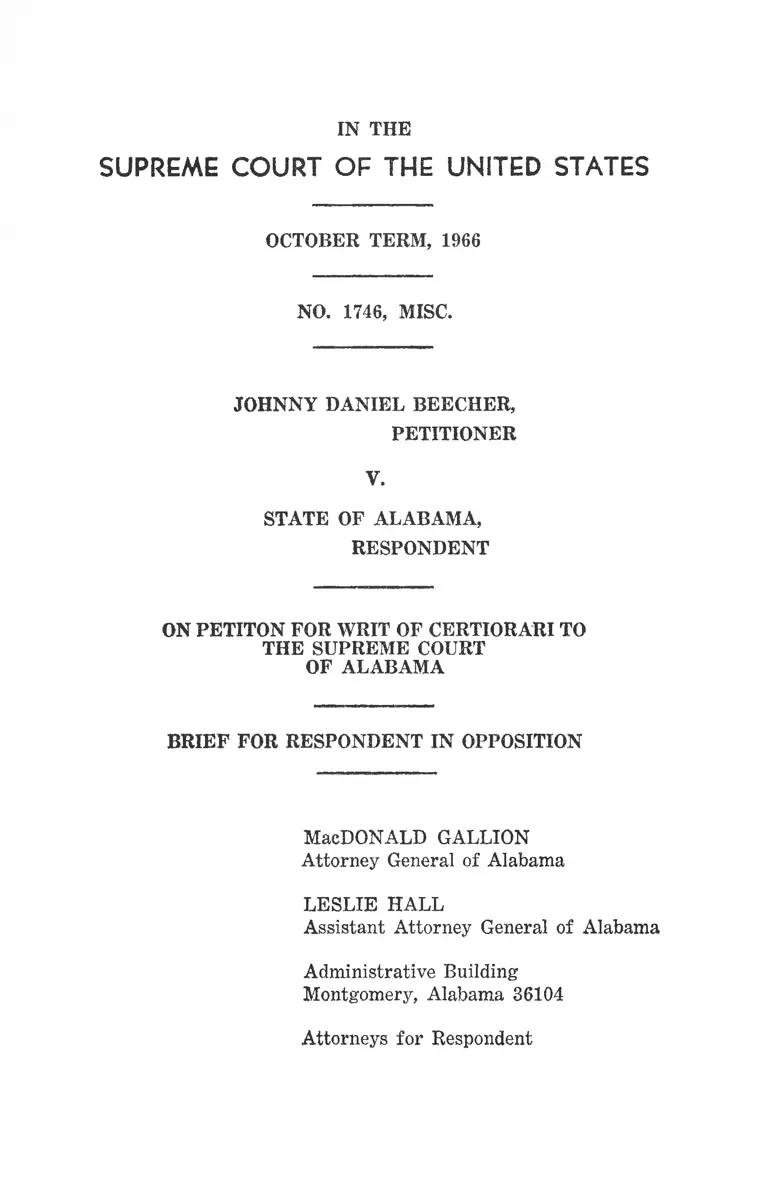 Beecher v. Alabama Brief for Respondent in Opposition preview