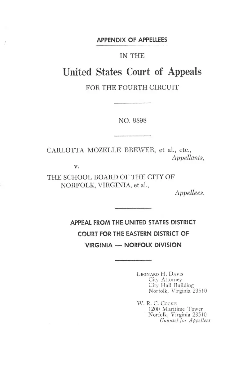 Brewer v. School Board of the City of Norfolk, Virginia Appendix of Appellees preview