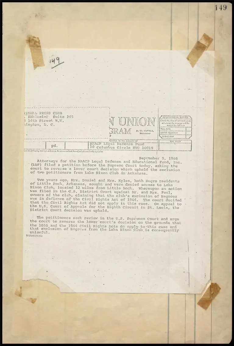 Petition Filed by LDF Before Supreme Court Against Lake Nixon Club in Arkansas (Telegram) preview