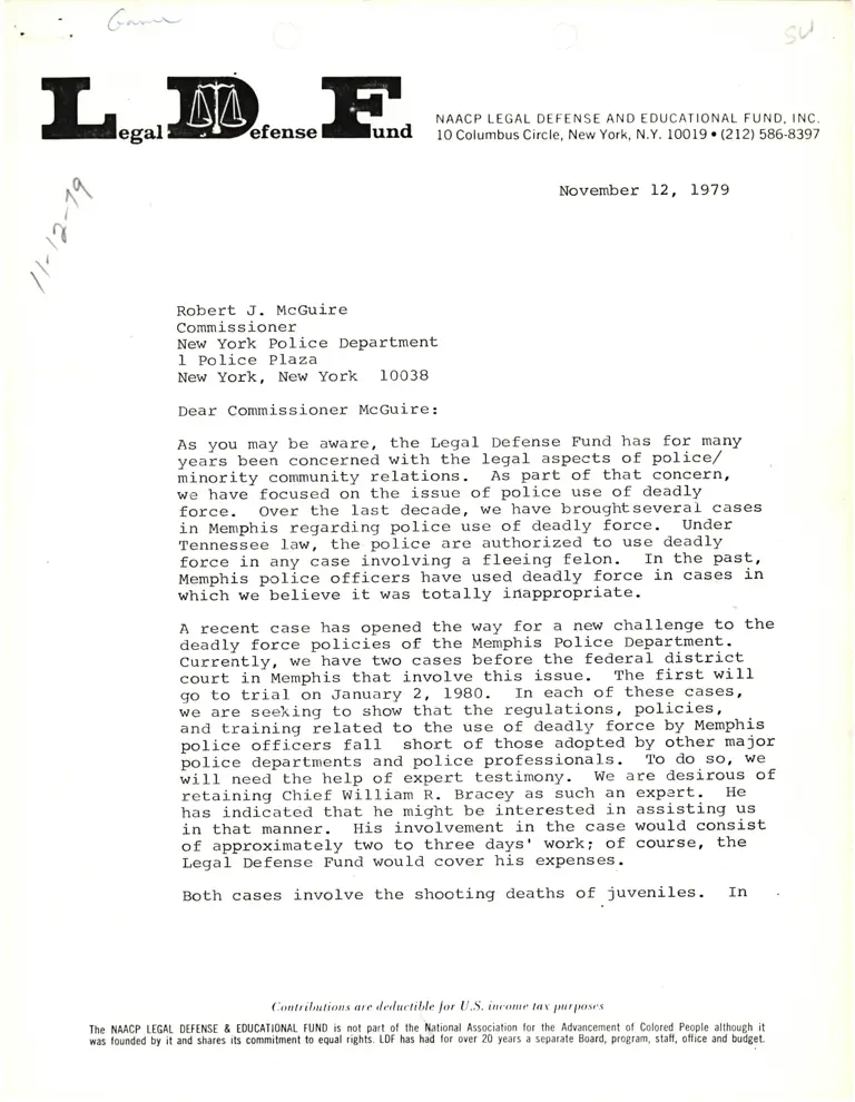 Correspondence from Steven L. Winter to Robert J. McGuire preview