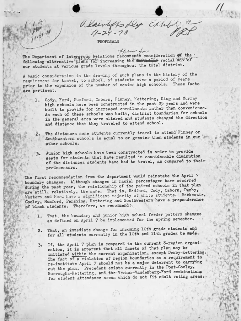 Plaintiffs Exhibit Proposals for School Integration and Desegregation preview