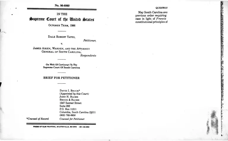 Yates v. Aiken Brief for Petitioner preview