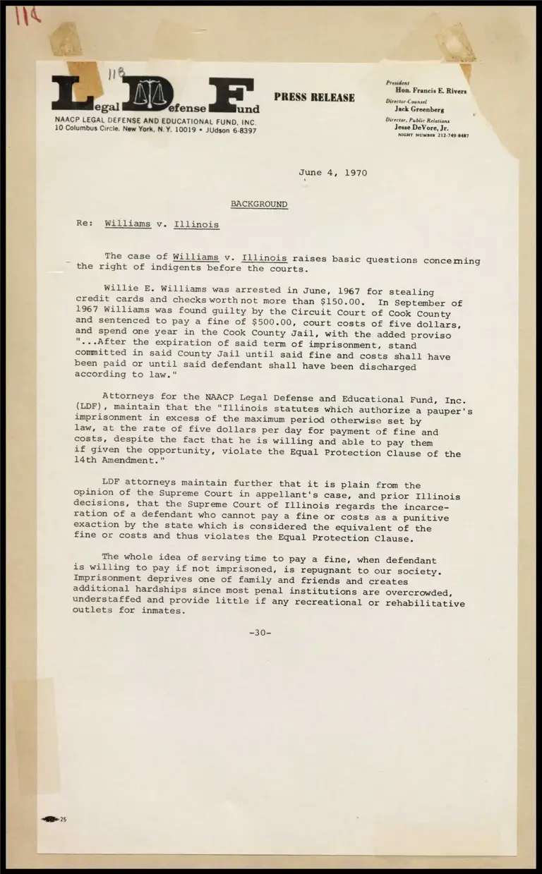 Background Re: Williams v. Illinois preview