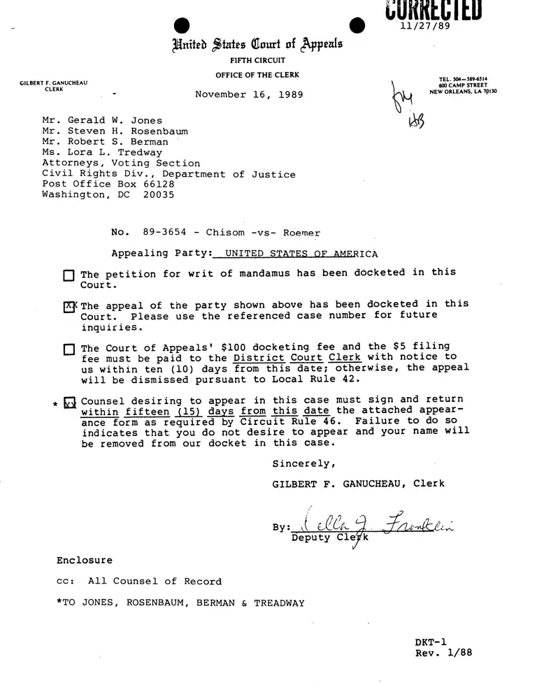 Corrected Memorandum from Ganucheau to Counsel preview