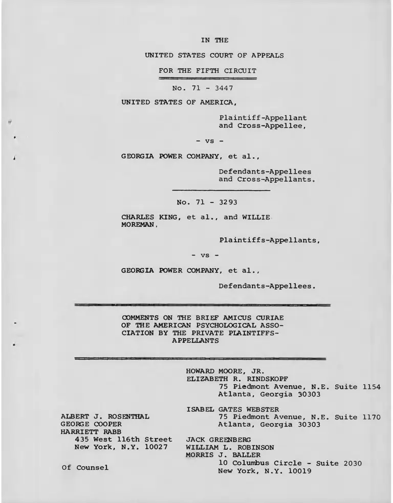 United States v. Georgia Power Company Comments on Brief Amicus Curiae preview