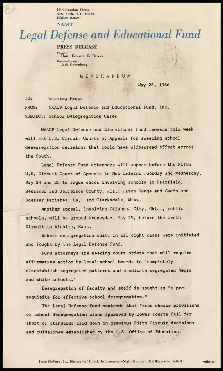 Memorandum on School Desegregation Cases preview