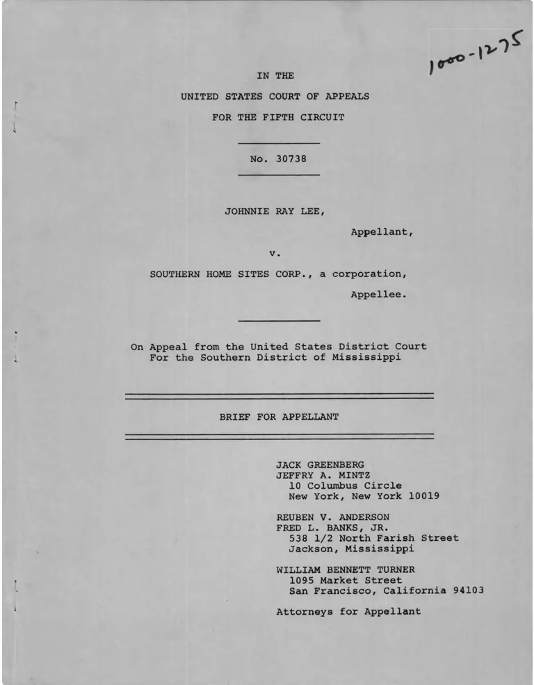 Lee v. Southern Home Sites Corporation Brief for Appellant preview