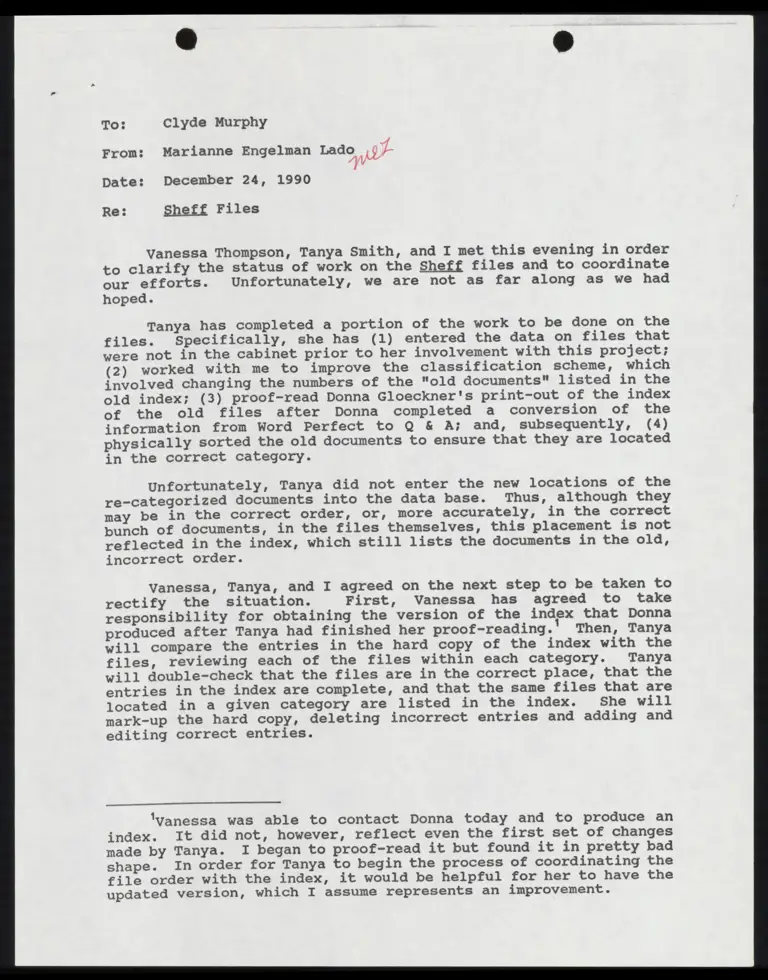 Correspondence from Lado to Murphy Re: Sheff Files preview