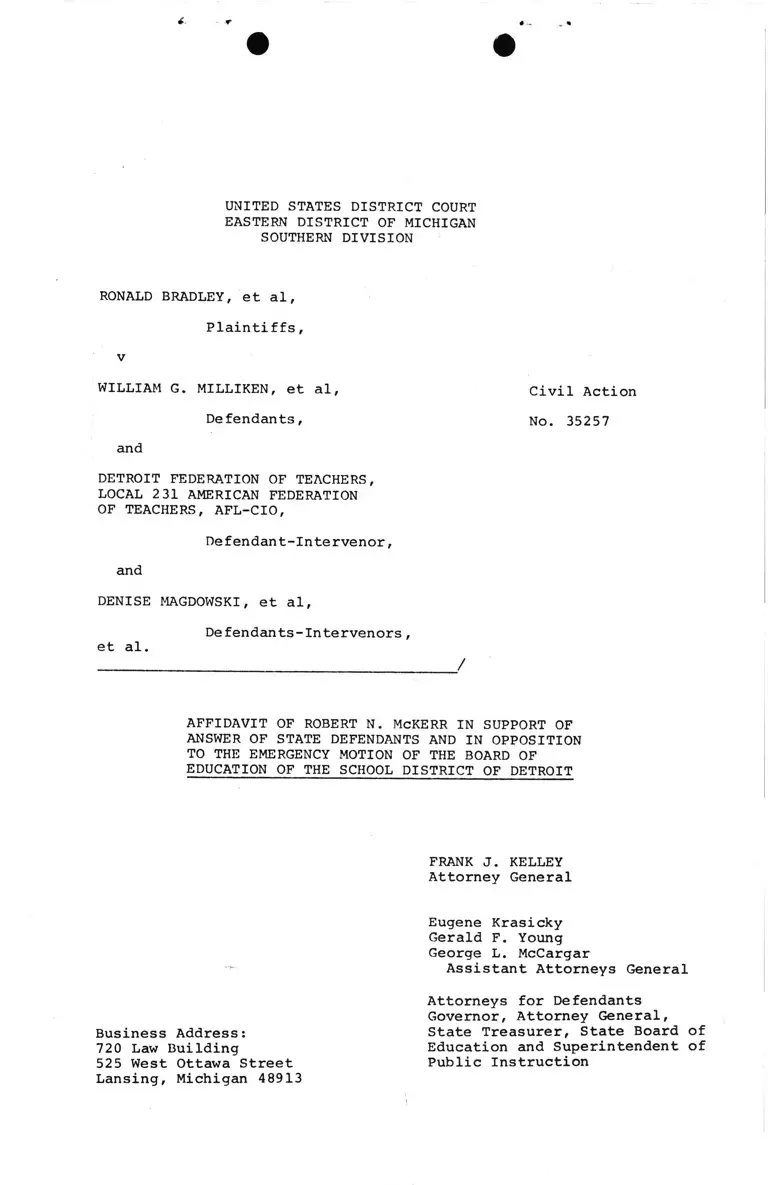 Affidavit in Support of Answer to Opposition of Emergency Motion preview