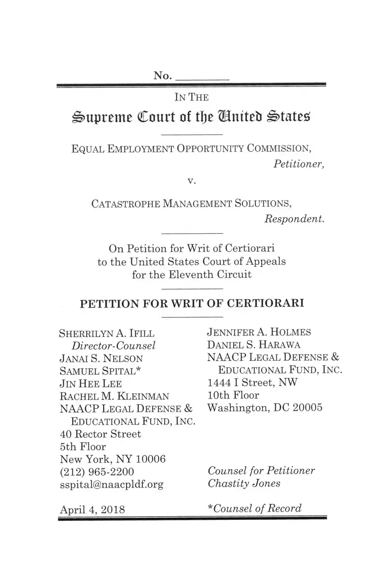 Equal Employment Opportunity Commission v. Catastrophe Management Solutions Petition for Writ of Certiorari preview