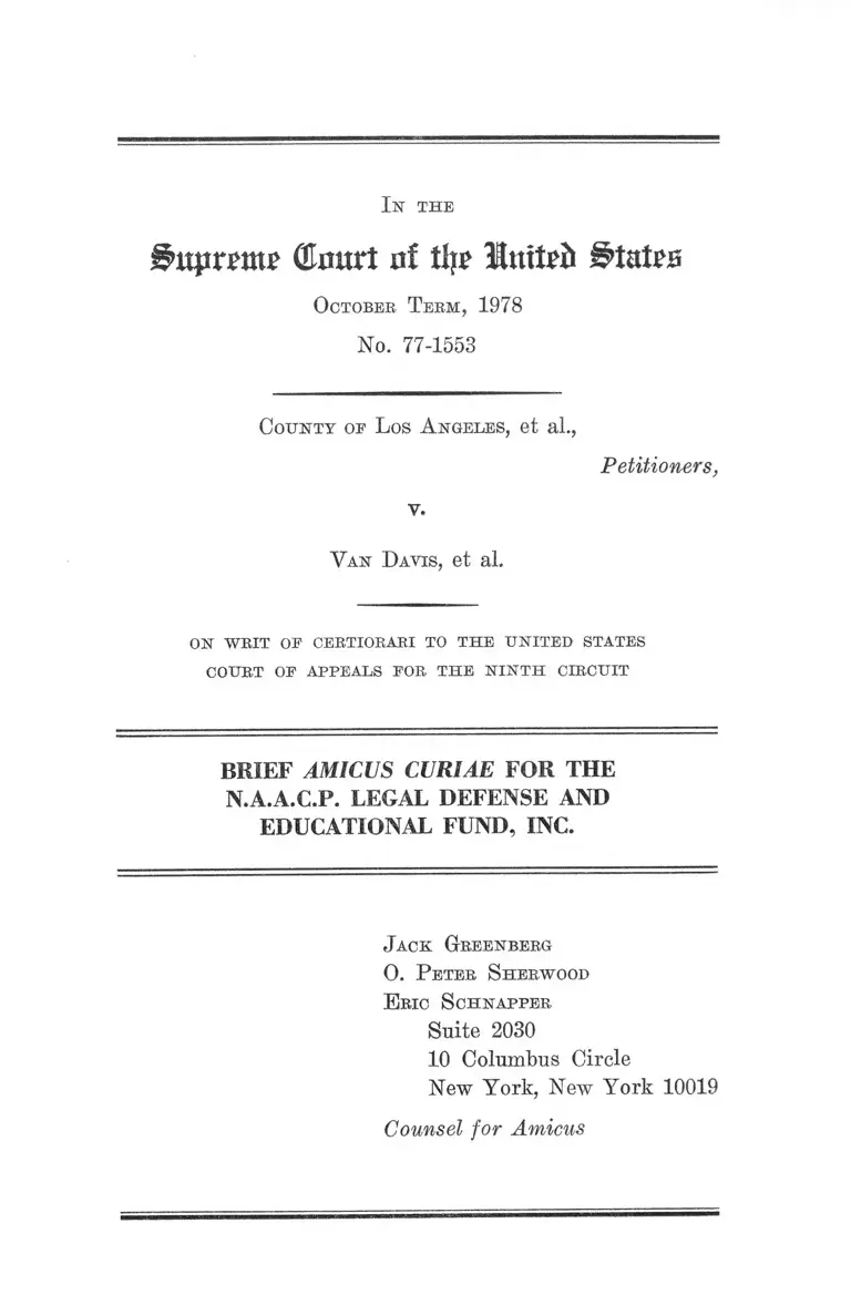 Los Angeles County v. Davis Brief Amicus Curiae preview