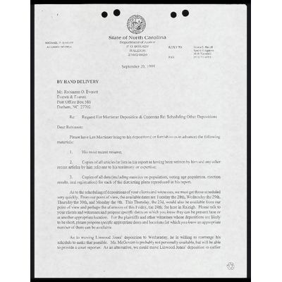 Letter to Everett From Harrell RE: Request for Mortimer Deposition and Scheduling Other Depositions preview
