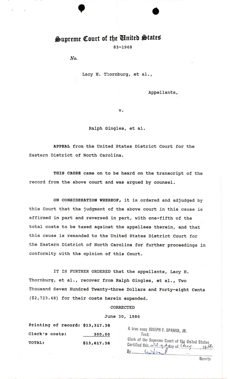 Supreme Court of the United States Court Order preview