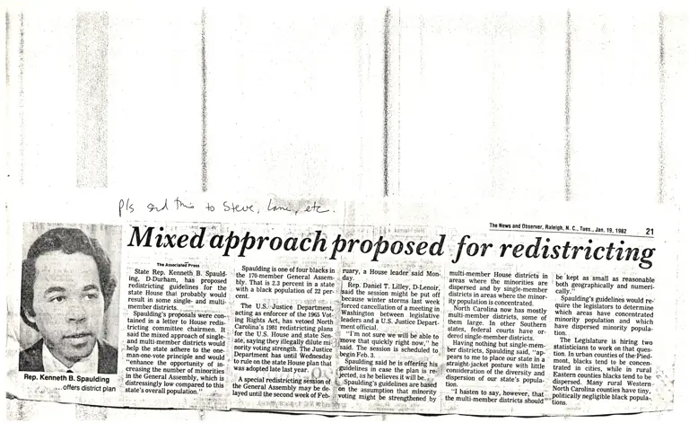 Mixed Approach Proposed for Redistricting (Raleigh News and Observer) preview