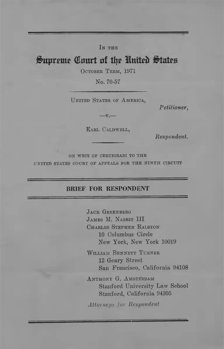 United States v. Caldwell Brief for Respondent preview