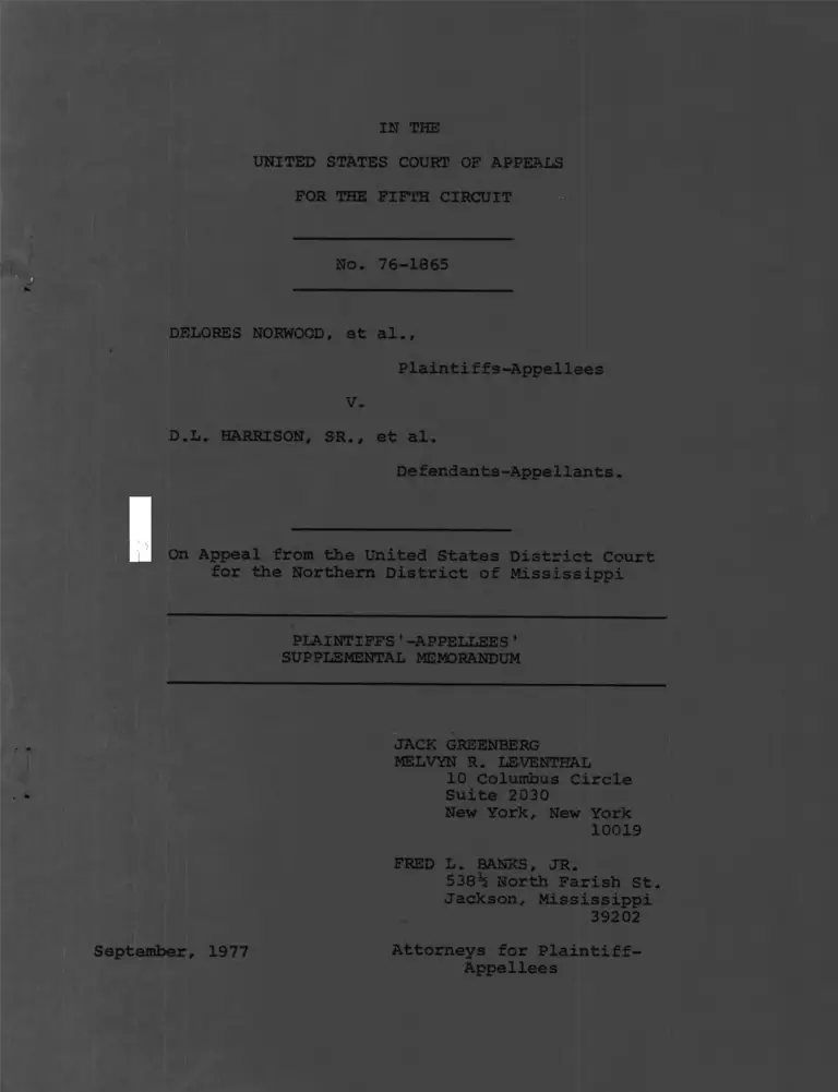 Norwood v. Harrison Plaintiffs'-Appellees' Supplemental Memorandum preview