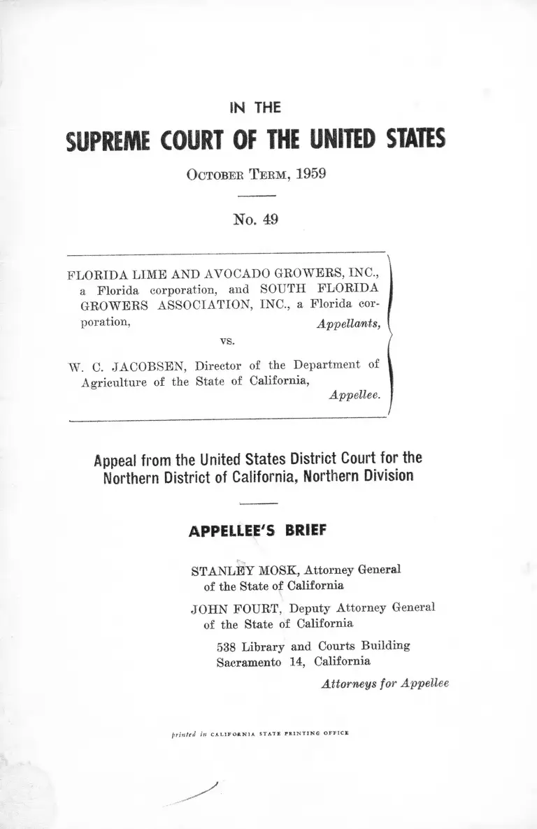 Florida Lime and Avocado Growers, Inc. v. Jacobsen Appellee's Brief preview