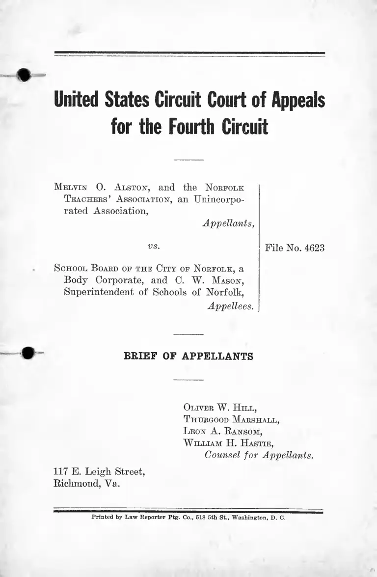 Alston v. School Board of the City of Norfolk Brief of Appellants preview