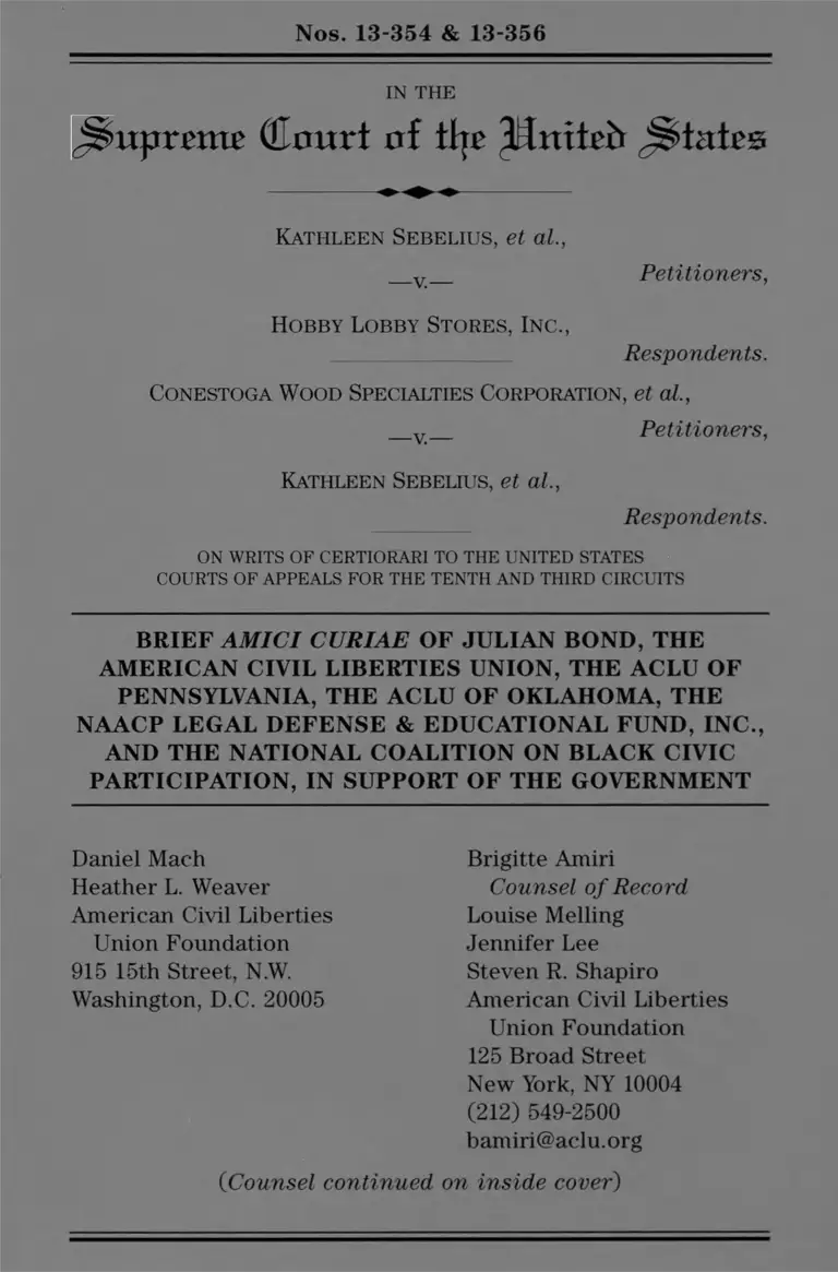 Sebelius v Hobby Lobby Stores Brief Amici Curiae preview