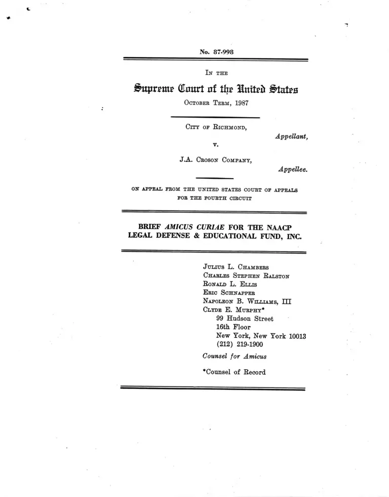 Richmond v JA Croson Company Brief of Amicus Curiae preview