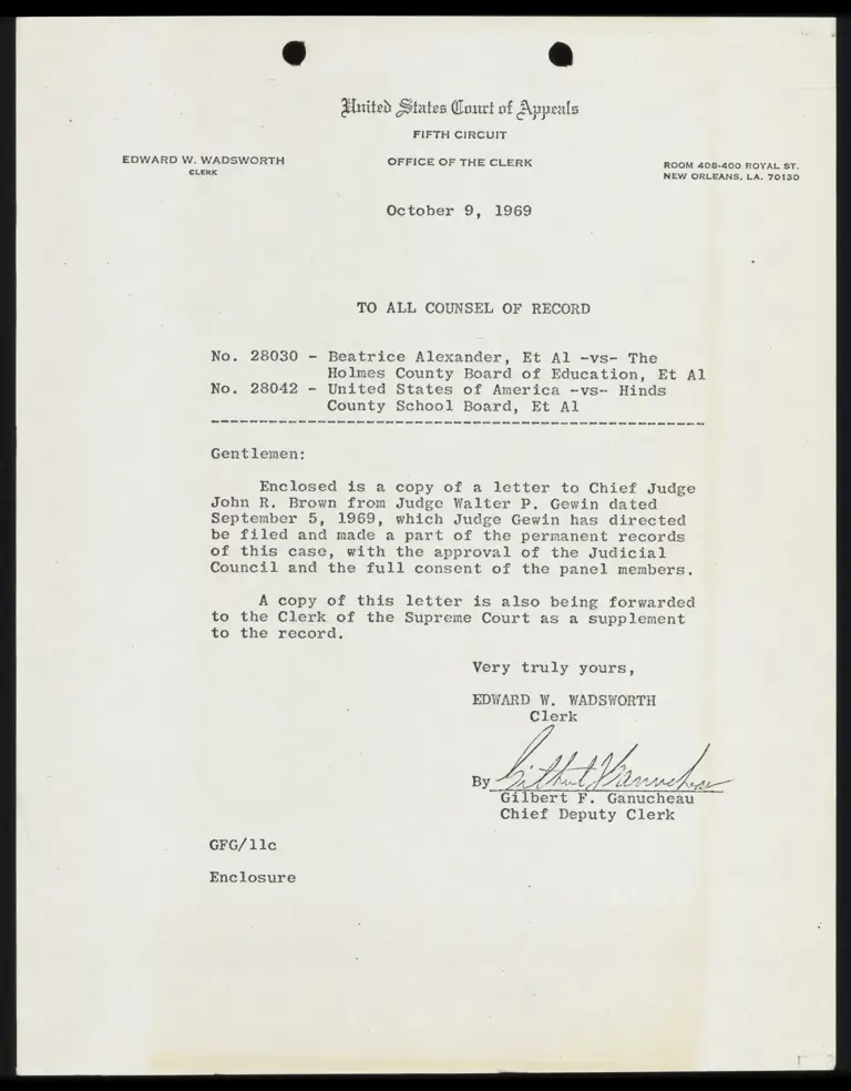 Copy of Letter to Chief Judge Brown from Judge Gewin RE: Dissent preview