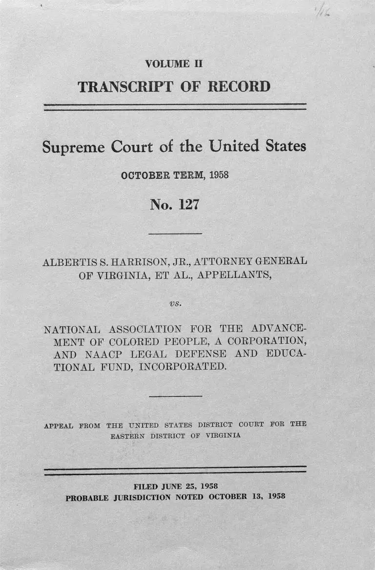 Harrison v. NAACP Transcript of Record preview