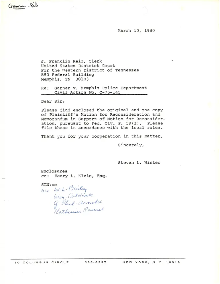 Motion for Reconsideration; Memorandum in Support of Motion for Reconsideration preview