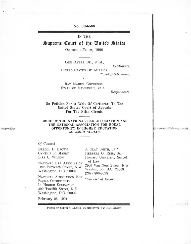 Ayers and United States v. Mabus Brief of the National Bar Association and the National Association for Equal Opportunity in Higher Education as Amici Curiae preview