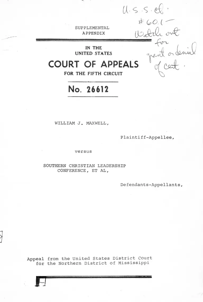 Maxwell v. Southern Christian Leadership Conference Supplemental Appendix preview