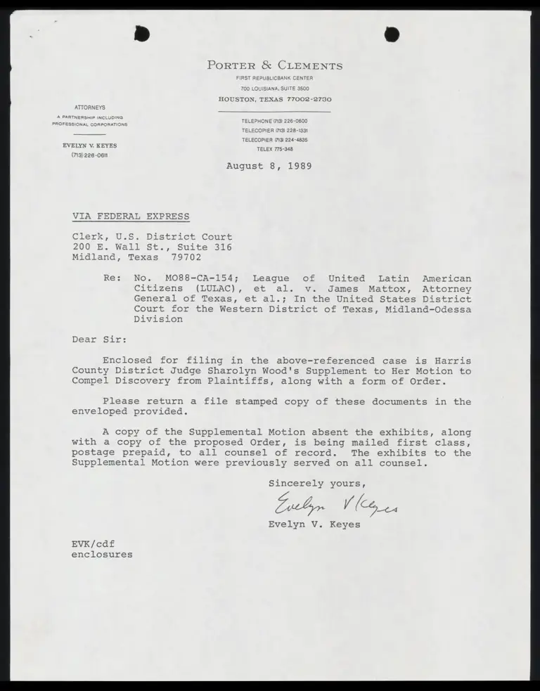 Harris County District Judge Wood's Supplement to Motion to Compel Discovery from Plaintiffs preview