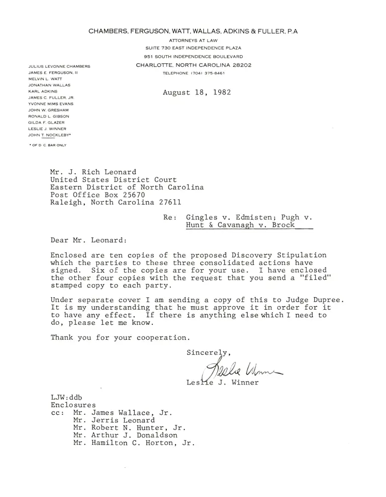 Correspondence from Winner to Leonard preview