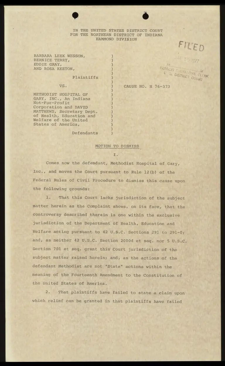 Defendants' Motion to Dismiss preview