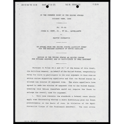 Motion of the United States as Amicus Curiae for Divided Argument and to Participate in Oral Argument preview