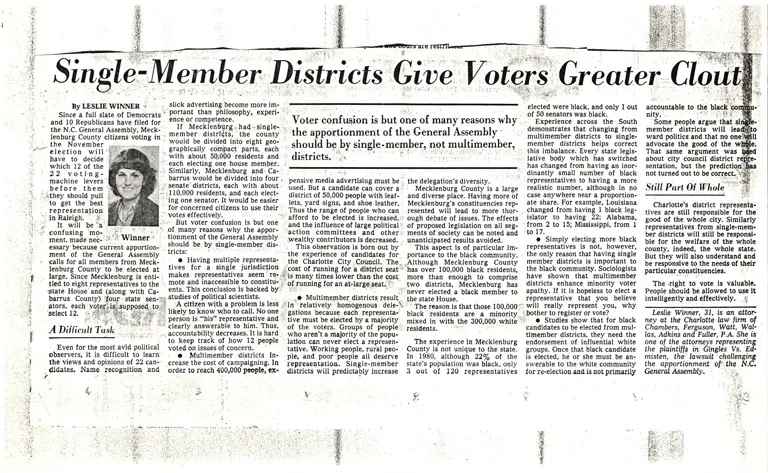 Single-Member Districts Give Voters Greater Clout News Clipping preview
