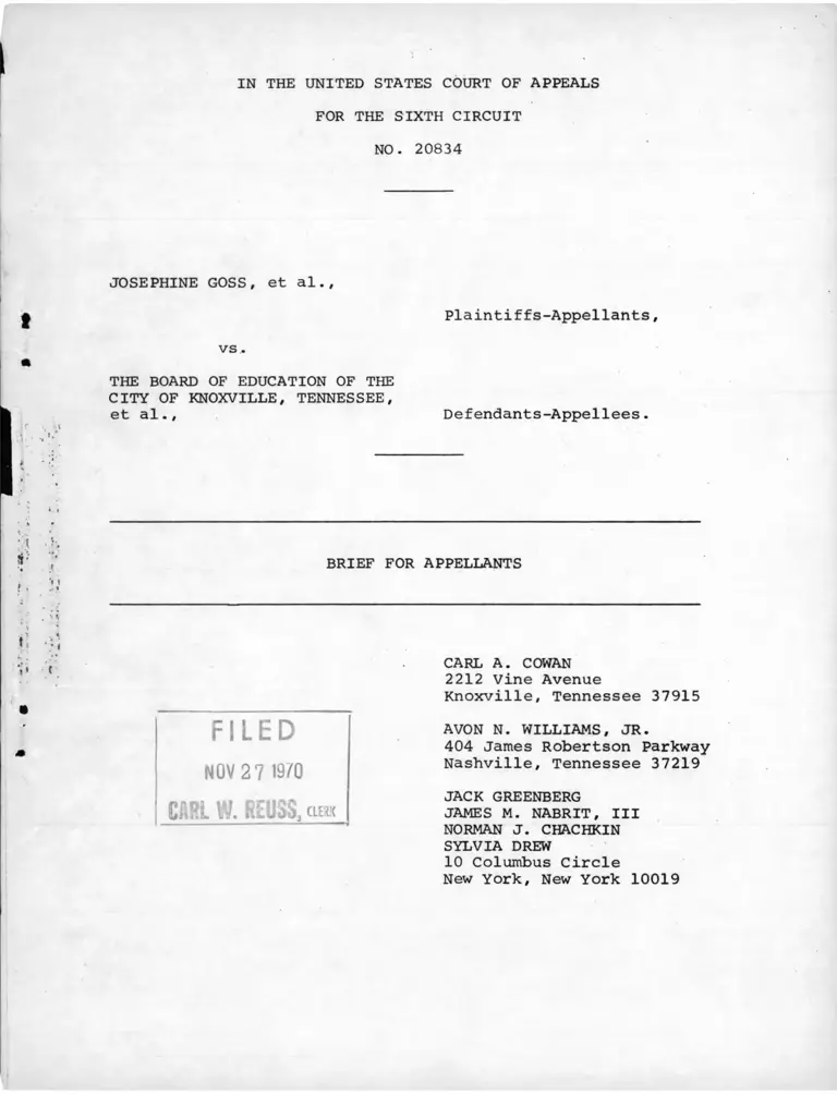 Goss v. Knoxville, TN Board of Education Brief for Appellants preview