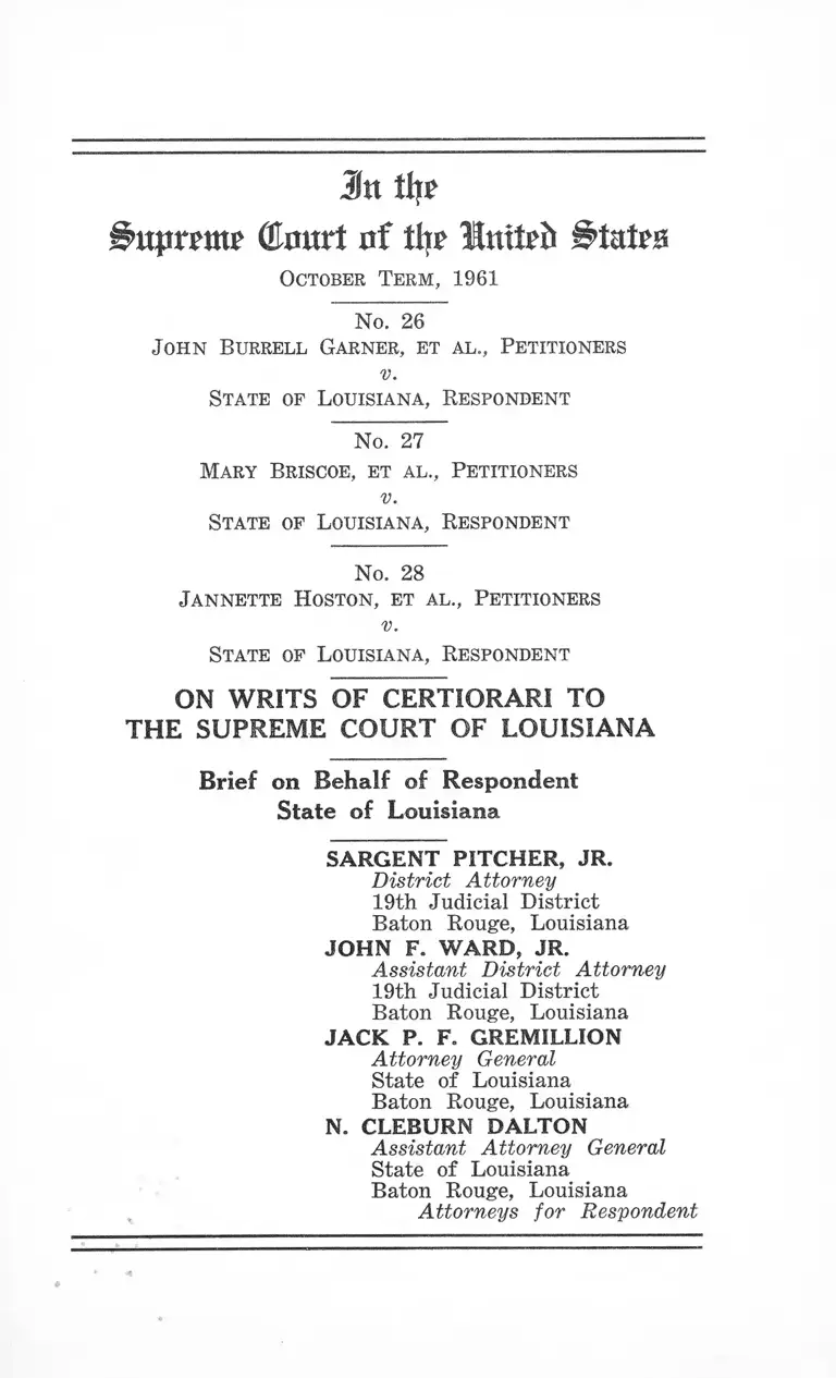 Garner v. Louisiana Brief on Behalf of Respondent preview